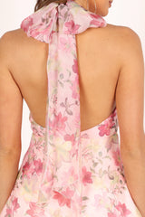 Gardenia Halter Mini Dress - Pink Floral
