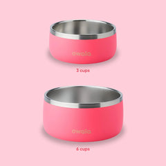 Owala Pet Bowl - Durable Stainless Steel, Food and Water Bowl for Dogs, Cats, and All Pets, Non-Slip Base, 48oz, Pink