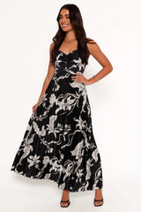 Angelique Pleated Jumpsuit - Black Floral