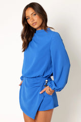 Galen Long Sleeve Romper - Paris Blue