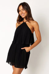 Magnolia Pleat Romper - Black