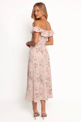 Lauryn Off The Shoulder Midi Dress - Blush Rose