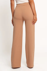 Liora Flat Front Knit Pants - Mocha