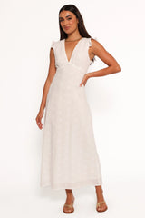 Ensley Flutter Sleeve Maxi Dress - White