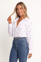 Cyra Heart Top - White Red