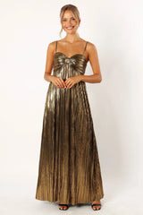 Kanthro Pleated Maxi Dress - Gold