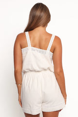 Joanina Lace Trim Romper - White