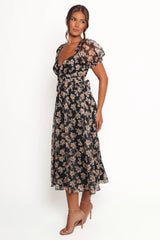 Farryn Maxi Dress - Black Beige Floral