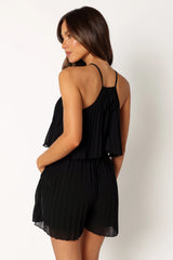 Magnolia Pleat Romper - Black