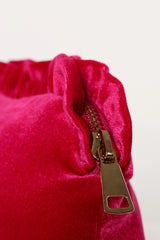 Large Velvet Ruffle Pouch - Magenta