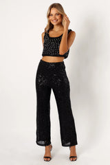 Lilianna Sequin Flare Pant - Black