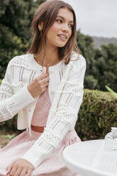 Aidy Crop Button Front Cardigan - White