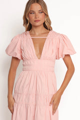 Joedy Puff Sleeve Midi Dress - Pale Pink