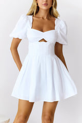 Seashore Soiree Short Sleeve Mini Dress White