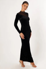 Jessica Long Sleeve Maxi Dress - Black