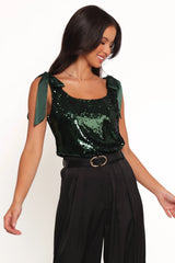 Miah Sequin Top - Emerald