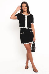 Madalyn Knit Skirt Set - Black