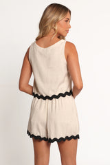 Katy Short Set - Cream Black