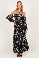 Karma Maxi Dress - White/Black Floral