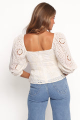 Mairead Eyelet Top - Cream