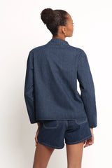 Avon Bow Front Denim Shacket - Denim