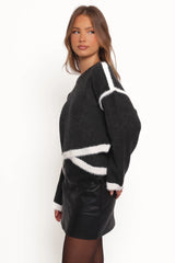 Ares Crossover Hem Knit Sweater - Black