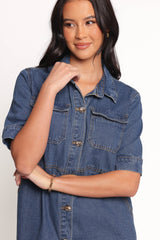 Fleming Shirt Mini Dress - Denim
