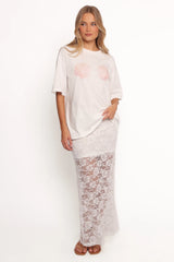 Laken Sheer Lace Maxi Skirt - White