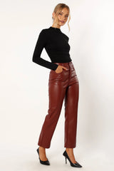 Maverick Vegan Leather Pants - Merlot