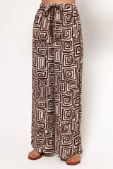 Imogen Pant - Chocolate Brown Print