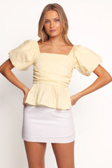 Clo Puff Sleeve Top - Butter Yellow