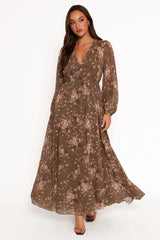 Anisa Maxi Dress - Olive Floral