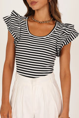Martina Ribbed Top - Black Stripe