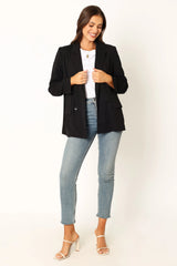 Ailani Button Front Blazer - Black