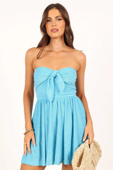Marie Tie Front Romper - Blue