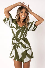 Matilda Romper - Olive Palm