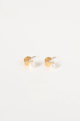 Callie Pearl Hoop Earrings - Gold