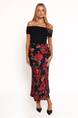 Evie Maxi Skirt - Black Floral