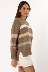 Esther Stripe Knit Sweater - Brown