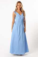 Lainey Tie Maxi Dress - Blue