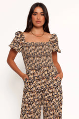 Jolene Jumpsuit - Black Ditsy Floral