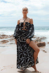 Karma Maxi Dress - White/Black Floral