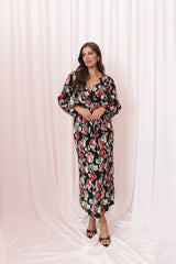 Minelli Pleat Midi Skirt - Black Rose