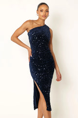 Kiki One Shoulder Midi Dress - Midnight