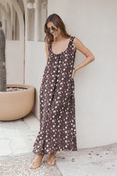 Bowman Maxi Dress - Brown Floral