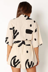 Kellie Romper - Beige Black