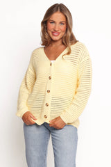 Carrie Button Front Cardigan - Yellow