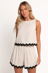 Katy Short Set - Cream Black
