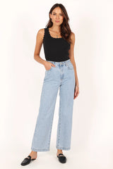 Monique Ribbed Tank Top - Black