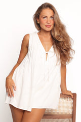 Kallie Tie Front Playsuit - White